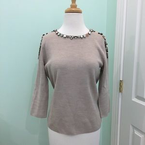 J. Crew Jewel Collar Neckline Sweater Size S